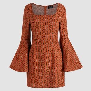 CIDER all over print trumpet sleeve dress